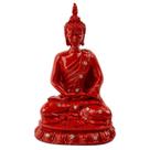 Escultura Buda Meditando 13 cm Vermelho em Resina