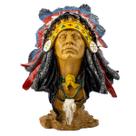 Escultura Busto Índio Guerreiro Cocar Xamã 26 cm em Resina Escultura Busto Índio Guerreiro Cocar Xamã 26 cm em Resina