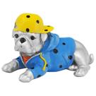 Escultura Cachorro Bulldog Deitado Poliresina Cinza Luxo