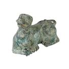 Escultura Cachorro Deitado em Metal Envelhecido Luxo