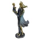 Escultura casal com filho resina dourado 31x10x13cm - LILIAN GIFT
