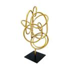 Escultura Circulos Abstrato Decorativo Metal Dourado Luxo