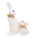 Escultura coelhos mãe e filhote c/colar de ovos em resina Escultura coelhos mãe e filhote c/colar de ovos em resina