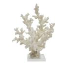 Escultura Coral de Mesa Alcas Resina Branco e Base Acrilica