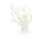 Escultura Coral Dedo Ramificado Resina Branca Base Acrilica