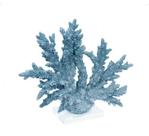 Escultura Coral Resina Azul Cheio de Ramos Base Acrilica