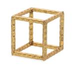 Escultura cubo em metal dourado 12x12cm