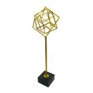 Escultura Cubos Abstratos Metal Dourado Maior Luxo