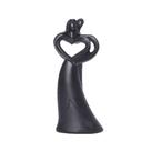 Escultura de casal, resina preta, minimalista, 14 cm, abstrata