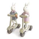 Escultura de Coelhos com Patinetes Decorativos 15cm 2Pçs