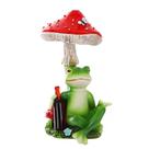 Escultura de decoração de jardim Sapo com resina de cogumelo 13cm