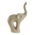 Escultura de Elefante Decorativo Grande em Cerâmica - Bege