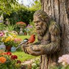 Escultura de jardim à prova dágua com comedouro para pássaros Bigfoot Escultura de jardim à prova dágua com comedouro para pássaros Bigfoot