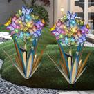 Escultura de jardim Homight Solar Metal Agave com borboleta, 2 peças