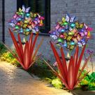 Escultura de Jardín de Metal Solar con Agave y Mariposas Homight 2 PCS
