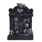 Escultura de lápide de Halloween, decoração de jardim, resina, esqueleto Escultura de lápide de Halloween, decoração de jardim, resina, esqueleto