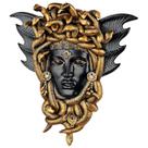 Escultura de parede Medusa, cabeça de mitologia grega em resina de 15 cm