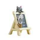 Escultura, decoração de jardim, resina, gato preto em tabuleta