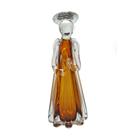 Escultura Decorativa Anjo de Vidro Transparente c/Ambar 27cm