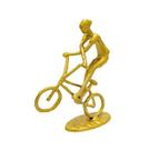 Escultura Decorativa BMX Bicicross Dourada Luxo