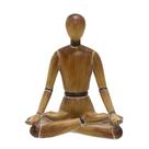 Escultura decorativa boneco yoga em resina marrom 16,5cm