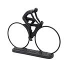 Escultura decorativa ciclista preta em resina 33 cm