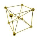 Escultura Decorativa Cubo Moleculas Dourado Impecavel Luxo