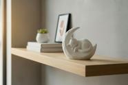 Escultura Decorativa Gato Dormindo na Lua Estilo Low Poly