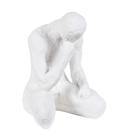 Escultura decorativa humano sentado em resina branco