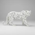 Escultura Decorativa Leopardo Branco Em Resina 36 cm