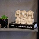 Escultura Decorativa Macacos Em Cimento Bege 11x17,5x7,5 cm M02 - D'Rossi