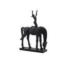 Escultura Decorativa Mulher no Cavalo em Resina Preta 43cm SS0334 BTC