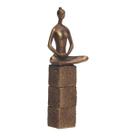 Escultura Decorativa Mulher Praticando Yoga Em Poliresina Dourado