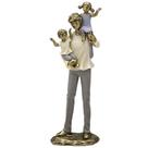 Escultura Decorativa Pai com filho e filha - Resina Premium - Belos Tons