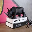 Escultura Decorativa Rinoceronte Em Resina Preto Mate 15,5x31cm - D'Rossi