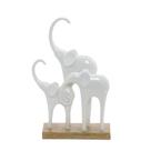 Escultura Decorativa Trio Elefantes Branco