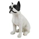 Escultura Decorativo Cachorro Resina Branco c Preto Luxo