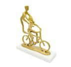 Escultura Dourado Crianças Brincando Bicicleta luxo