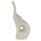 Escultura Elefante Decorativo em Cerâmica Branco Off-White