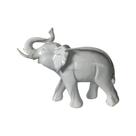 Escultura Elefante Decorativo em Resina Branco estilo Mármore - 22x28cm