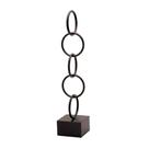 Escultura Em Metal Círculos Preto 61x13cm