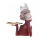 Escultura Em Resina Boneca Com Bandeja 24x32cm Wolff