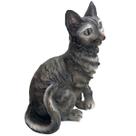 Escultura em Resina Estatueta Decorativa Forma de Gato Sentado Realista