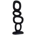 Escultura em resina padrão geométrico empilhado preto Grillo 15x7x40