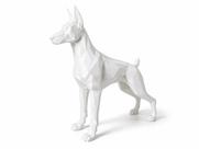 Escultura Estátua Cachorro Sofisticado Estilosa Dobermann Cor:Branco