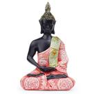 Escultura Estátua de Buda colorida em pose de meditação 20,5 cm