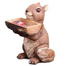 Escultura: estátua de esquilo segurando bandeja de resina de 25 cm