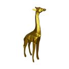 Escultura Estátua Girafa Enfeite Animal Dourado