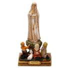 Escultura Estátua Imagem Santa Nossa Senhora De Fátima Três Pastores 15cm Decorativa Resina Pastorinhos Casa Sala Mesa Quarto Rack Estante Altar Luxo