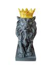 Escultura Estátua Leão Coroa Decoração Animal Escultura Estátua Leão Coroa Decoração Animal